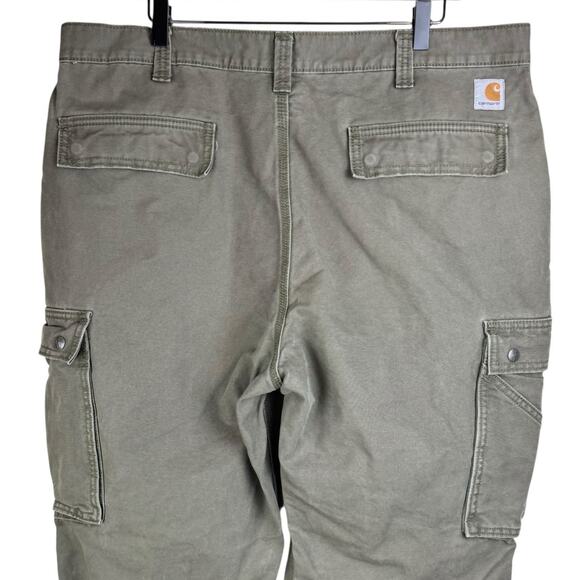 Carhartt Army Green Cargo Relaxed Fit Comfortable Straight Utility Pants Pockets - Picture 4 of 9